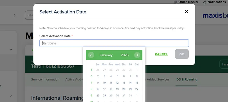 Step 3 - Select your preferred pass activation date (up to 14 days in advance), then click “OK”.